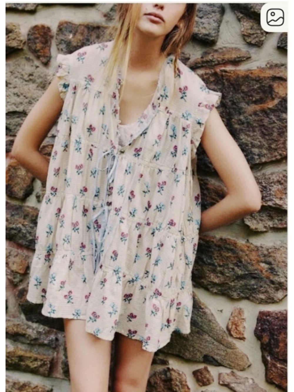 FREE PEOPLE SUNDOWN MINI PRARIE DRESS FLORAL S M